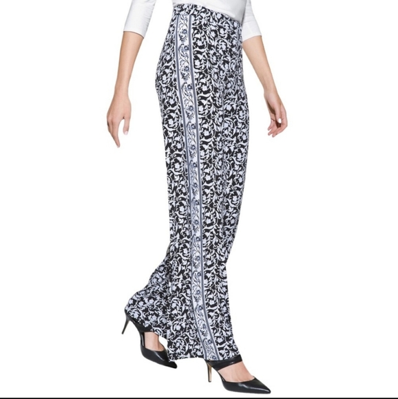 White House Black Market Pants - WHBM Jersey Wide Leg Pants with Tuxedo Stripe Detailing sz XL